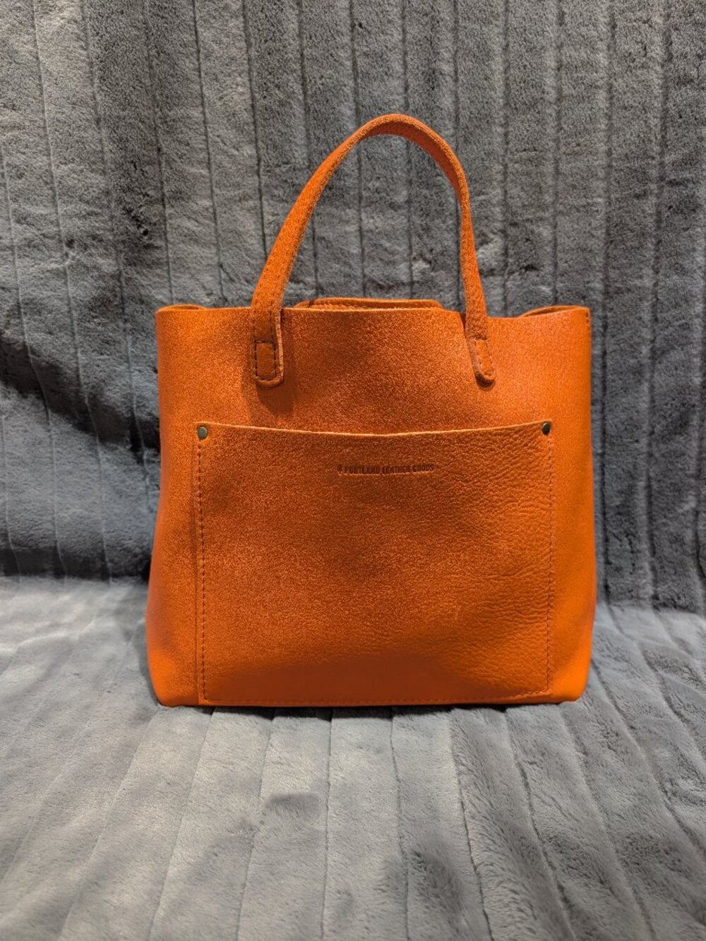 Portland Leather Medium Crossbody Tote Cape Coral Orange EUC